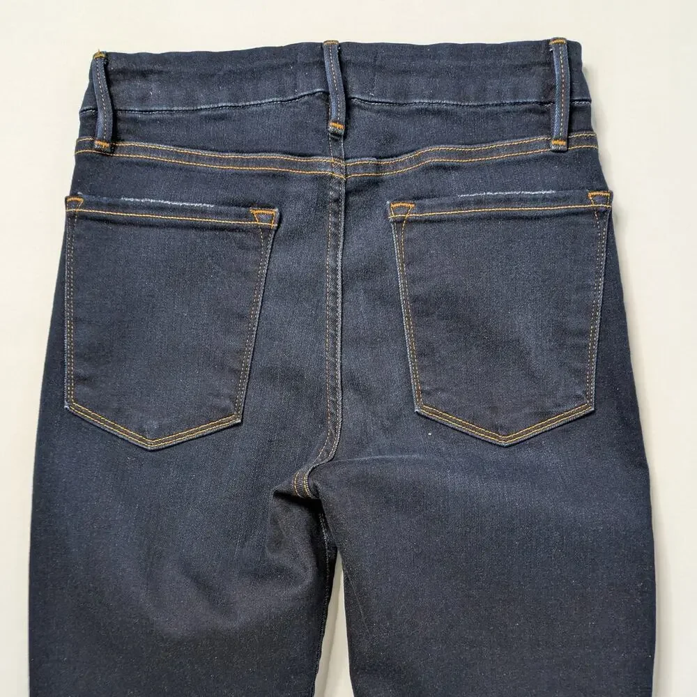 FRAME Le Crop Mini Boot Jeans 27 Cabana Dark Blue Flare 24" Inseam - Picture 6 of 10